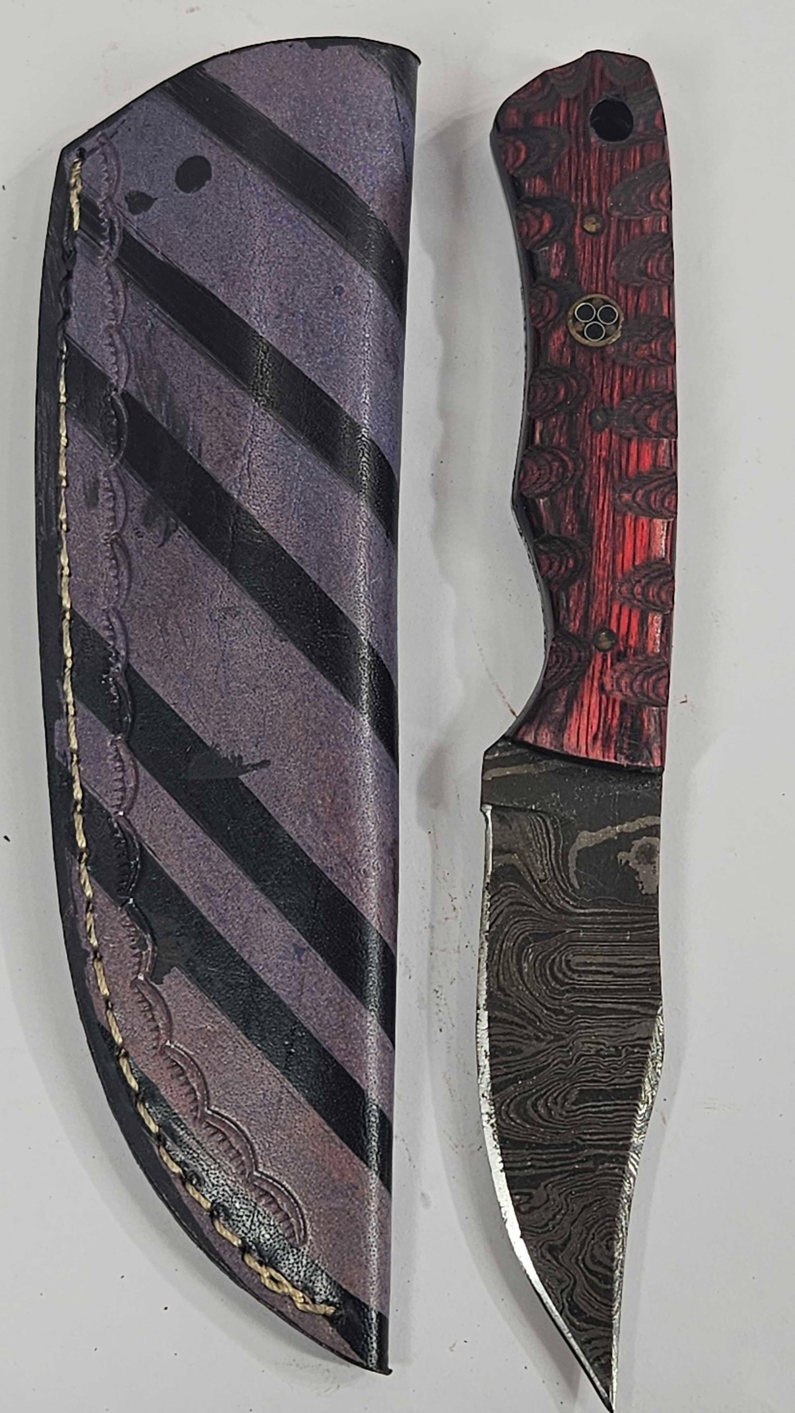 DAMASCUS HAND FORGED STEEL FIXED BLADE KNIFE (1 of 4)