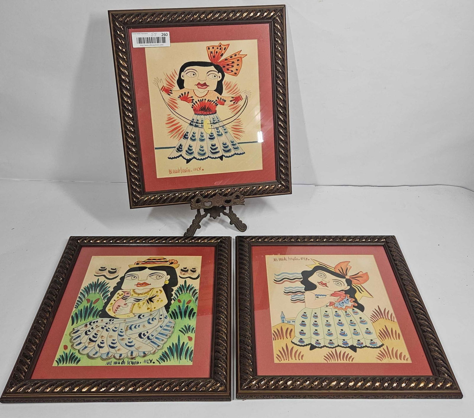 JOSE MARIA DE SERVIN WATERCOLOR PAINTINGS: LOT OF THREE. FRAMED 13X14