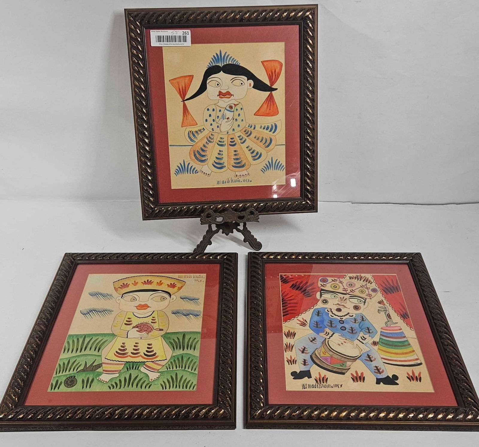 JOSE MARIA DE SERVIN WATERCOLOR PAINTINGS: LOT OF THREE. FRAMED 13X14