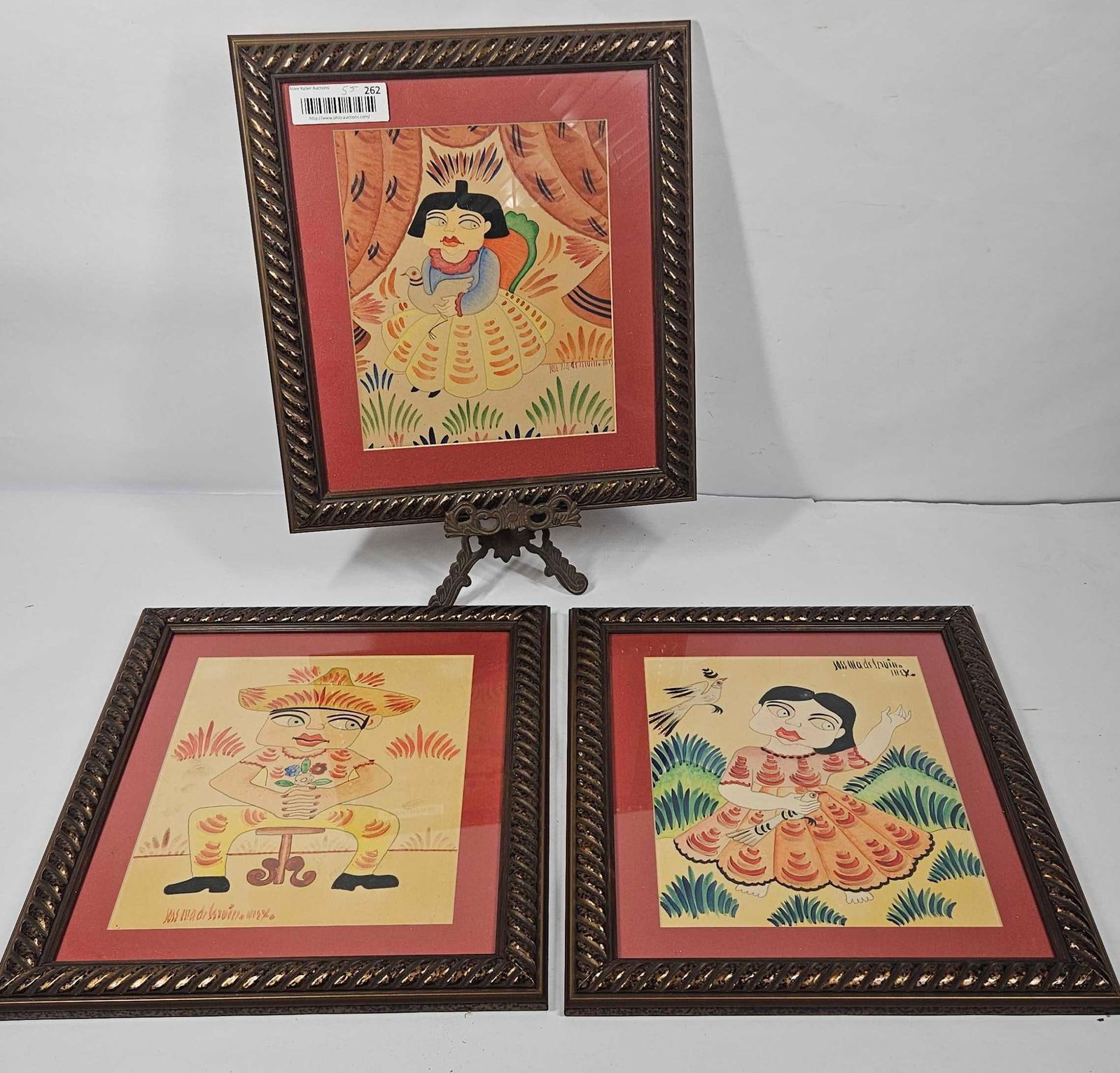 JOSE MARIA DE SERVIN WATERCOLOR PAINTINGS: LOT OF THREE. FRAMED 13X14