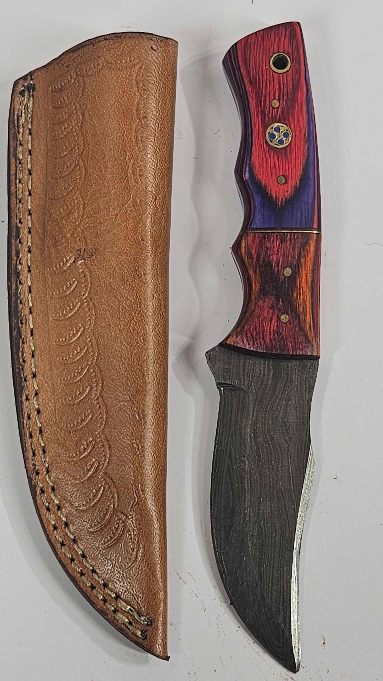 DAMASCUS HAND FORGED STEEL FIXED BLADE KNIFE (1 of 4)