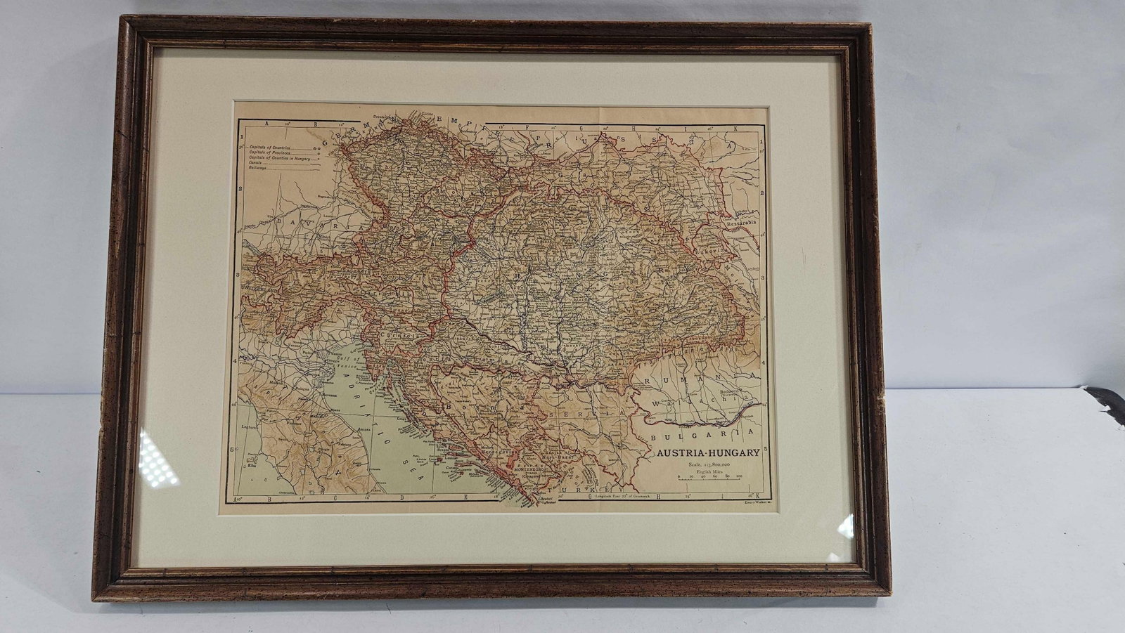 AUSTRIA-HUNGARY FRAMED MAP: 20X15
