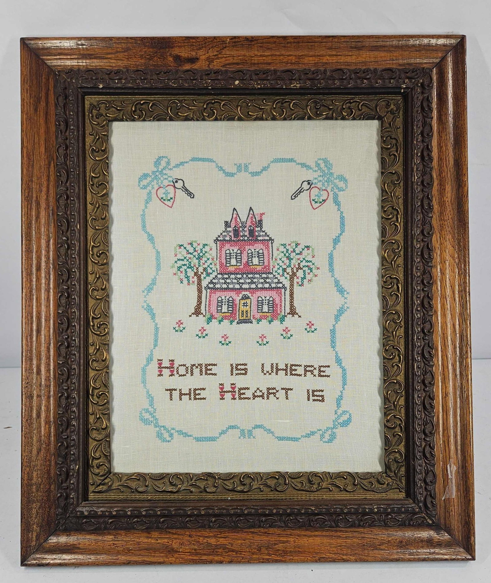 HOME IS WHERE THE HEART IS EMBROIDERY: 20.5 X 17.5