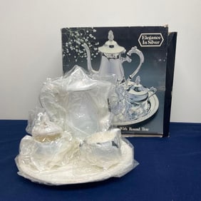 ELEGANCE IN SILVER THREE PC TEA SET-NEW