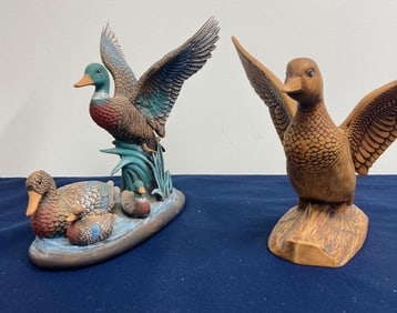DUCKS IN FLIGHT POTTERY STATUES