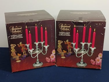 BEAUMONT COLLECTION SILVER PLATED CANDELABRAS