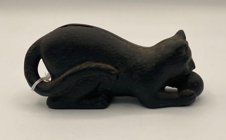 CAST IRON CAT WITH YARN COIN BANK