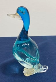 BLOWN GLASS PAPERWEIGHT DUCK