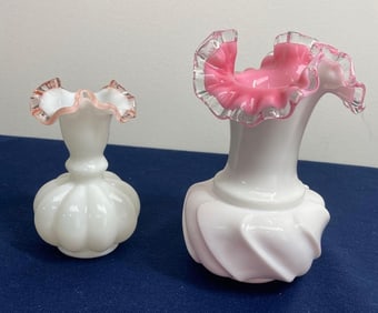 FENTON RUFFLED EDGE VASES
