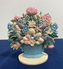 CAST IRON FLORAL BOUQUET DOOR STOP