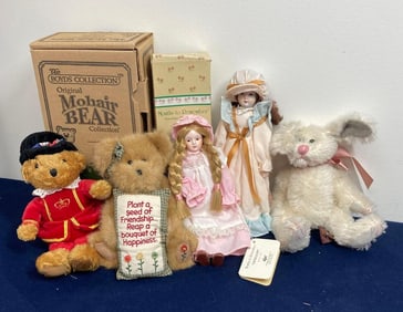 BOYDS BEARS AND PORCELAIN DOLL