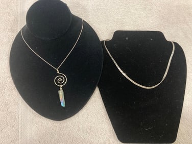 STERLING SILVER AND GENUINE STONE NECKLACES