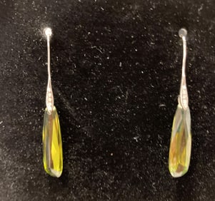 STERLING OLIVINE CZ EARRINGS