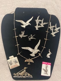 STERLING SILVER SEAGULL AND BIRD JEWELRY
