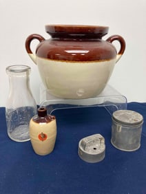 CROCK WYLER BROS MILK BOTTLE TOBACCO CANADA BISCUIT CUTTER