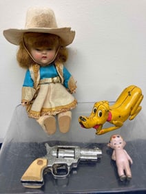 TIN PLUTO DOG GINNY DOLL AND TOYS