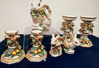 FITZ AND FLOYD EASTER RABBIT SET
