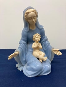 BIANCHI ITALIAN BLUE ALABASTER MADONNA AND CHILD