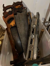 HAND SAWS HATCHES HAMMERS AND LEVELS