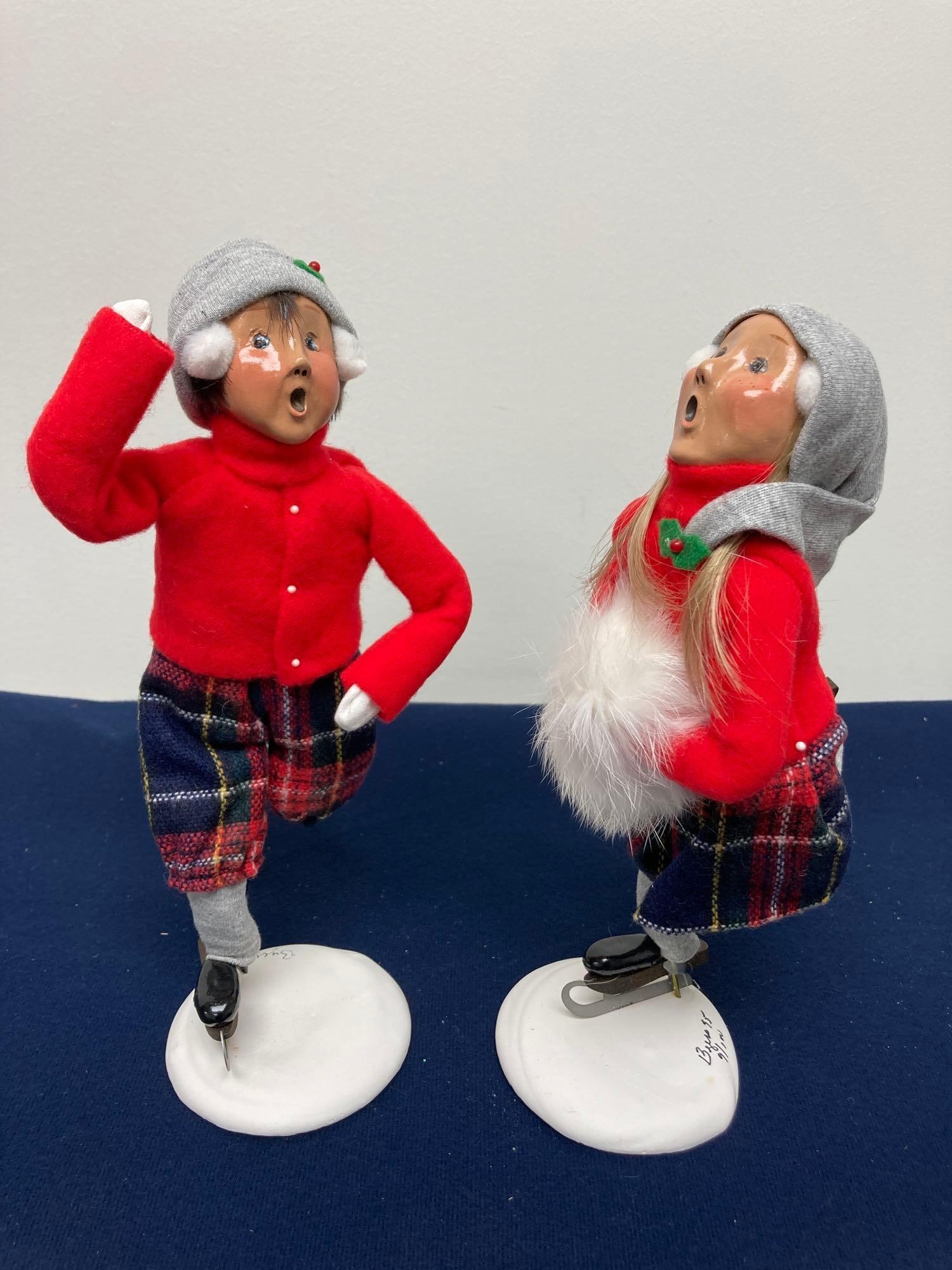 BYERS CHOICE THE SKATERS: 1995, EACH IS 10 INCHES TALL