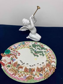 FITZ AND FLOYD DISH AND CHERUB