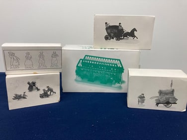 DEPT 56 DICKENS VILLAGE TOWNSPEOPLE AND STONE COVERED BRIDGE