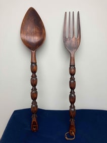 LARGE WOODEN SPOON AND FORK