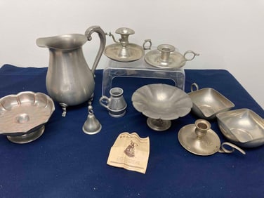 PEWTER WATER SET AND SERVING TRAY