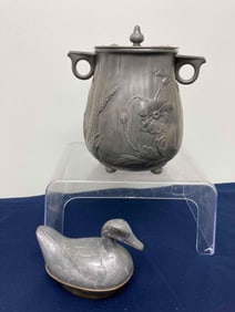 PEWTER DUCK AND HUMIDOR