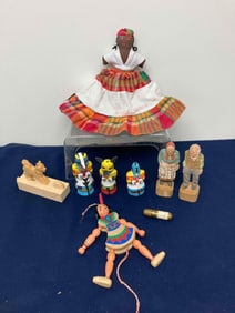 WOODEN FOLK ART AND AFRICAN DOLLS