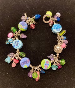 SWAROVSKI CRYSTAL, STERLING, AND FRESHWATER PEARL ARTISAN MADE BRACELET