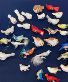 PORCELAIN AND GLASS BIRD ORNAMENTS