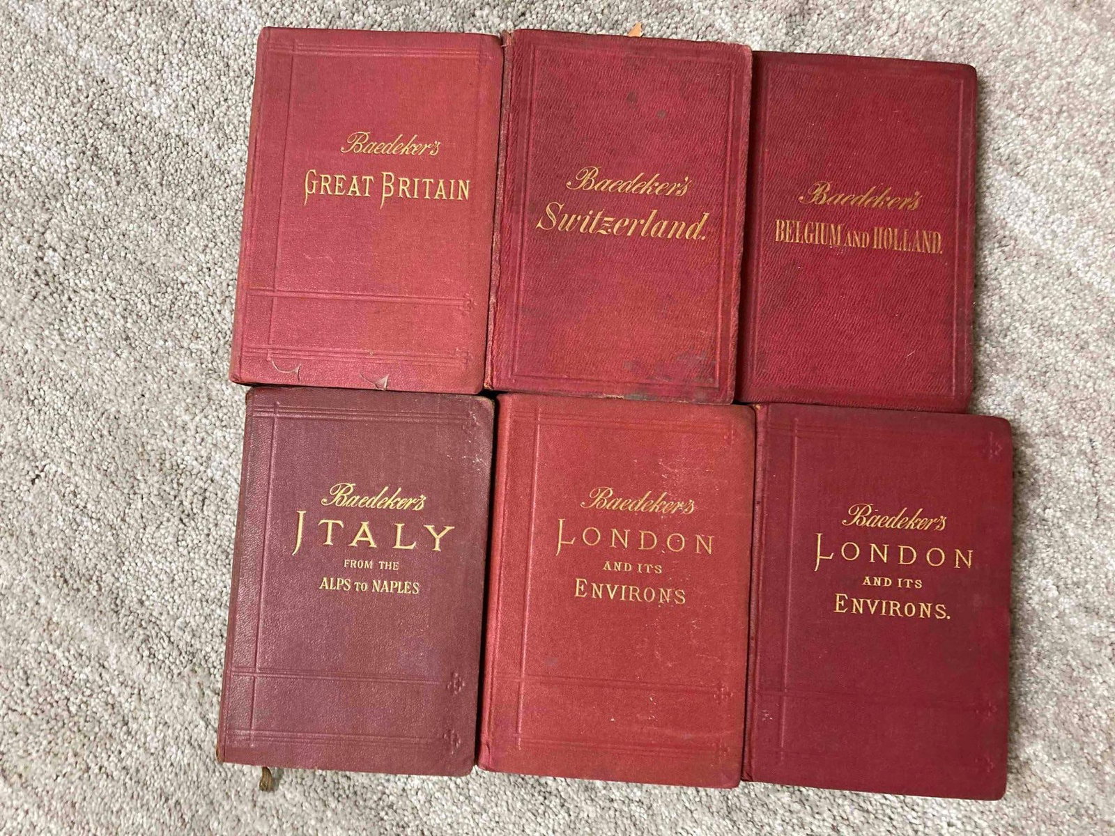 BAEDEKER TRAVEL BOOKS AND MAPS: EACH BOOK INCLUDES A MAP ALL ARE FROM LATE 1800s