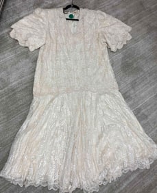 BEADED WHITE FORMAL LADIES GOWN