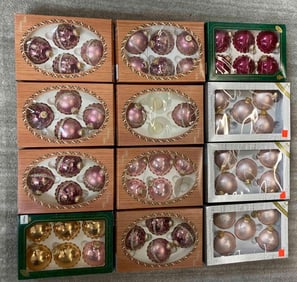 PINK GOLD AND BURGUNDY CHRISTMAS BULBS