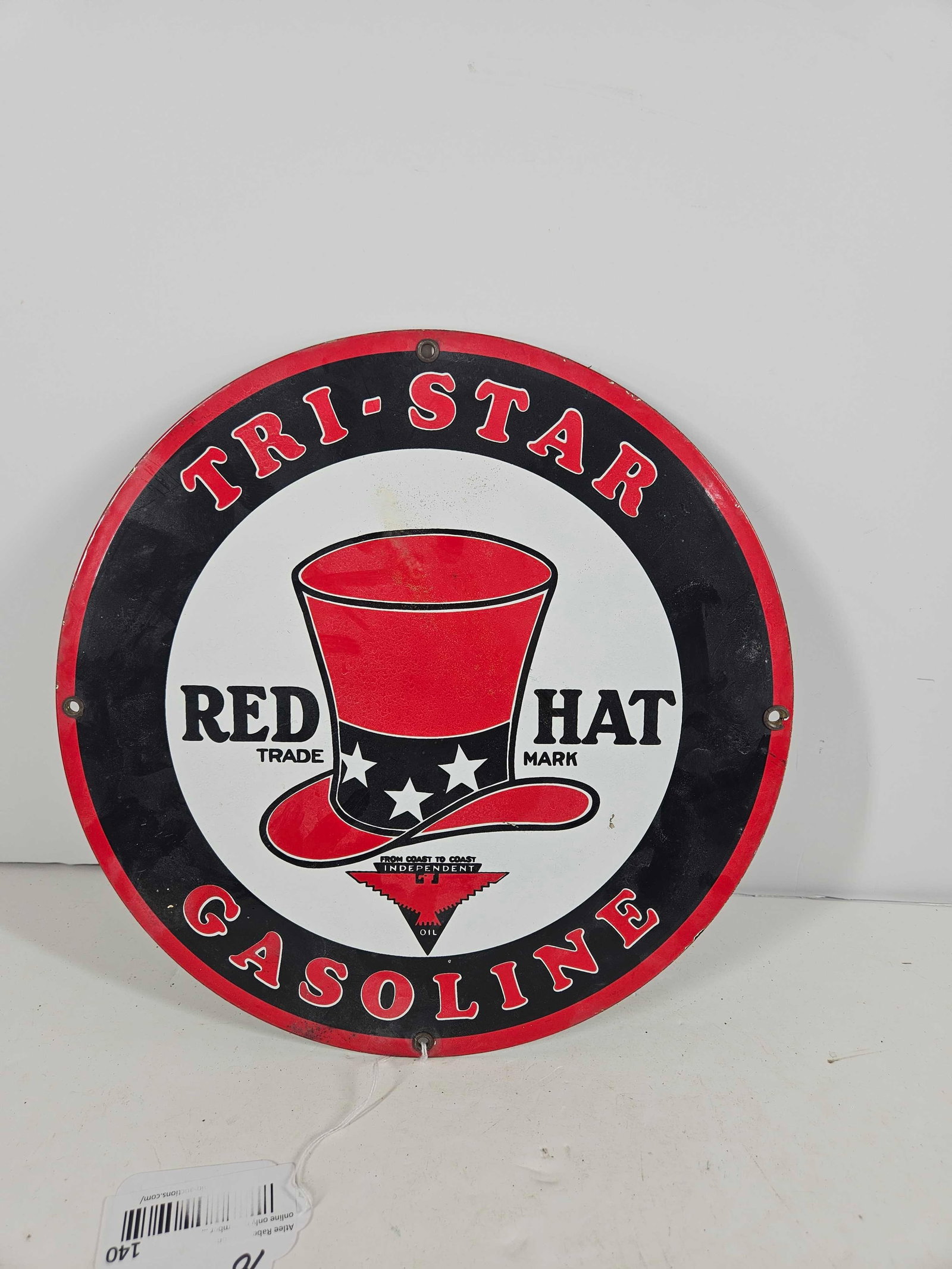 RED HAT GASOLINE PORCELAIN SIGN (1 of 3)