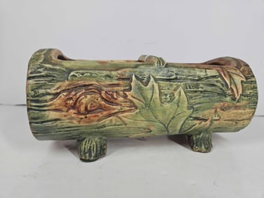 1920S WELLER WOODCRAFT OAK LEAF LOG PLANTER