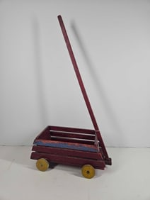 RED PAINTED PULL TOY WAGON