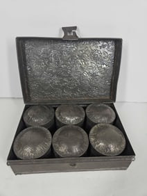 TOLE WARE 6 TIN SPICE BOX