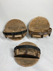 3 SMALLER RECLAIMED BARREL WALL SHELVES
