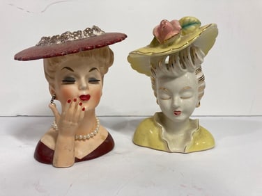 PORCELAIN LADIES HEAD VASES