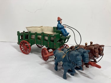 CAST IRON TEAM AND WAGON
