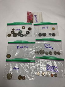 SWISS, ITALIAN, DENMARK, ASIAN, AND MEXICAN COINAGE