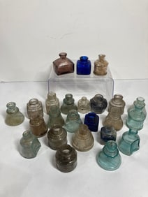 EARLY GLASS INKWELLS