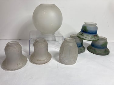 PAINTED AND SATIN GLASS SHADES