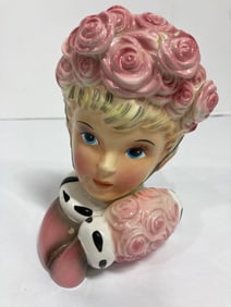 ENESCO BOUQUET AND MINK HEAD VASE