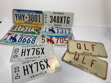 WYOMING, PA, OHIO AND HISTORICAL LICENSE PLATES