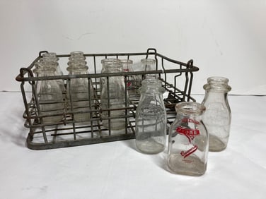 HORTONS PINT MILK AND CREAMERIE CREAM BOTTLES IN CRATE