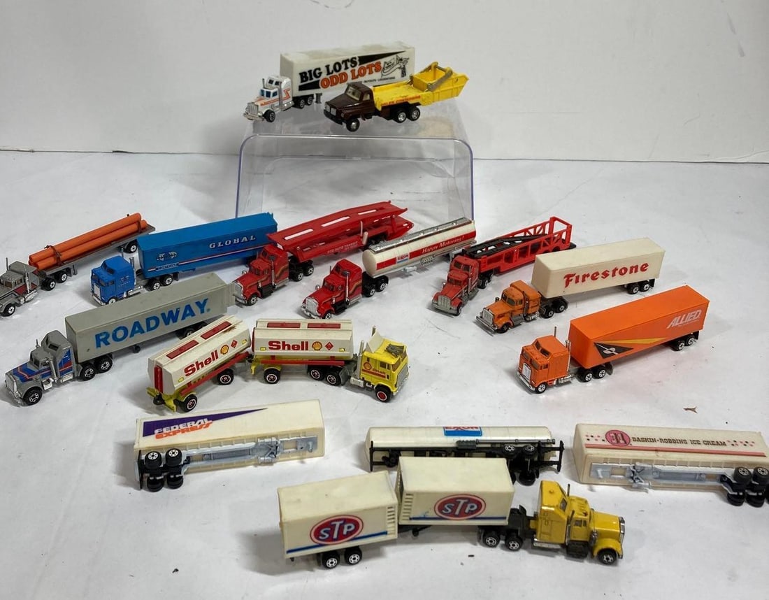 ADVERTISING SEMIS AND TRUCKS: EXXON, FIRESTONE, ROADWAY, SHELL AND MORE