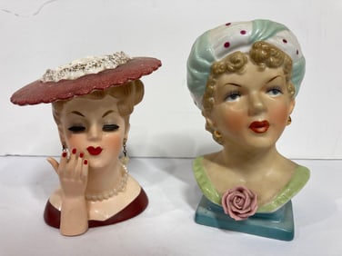 1960S LADIES HEAD VASES
